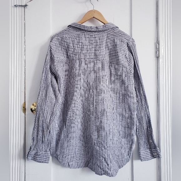 Universal Thread Striped Muslin-Texture Long Sleeve Button Up Womens XL - Picture 6 of 6